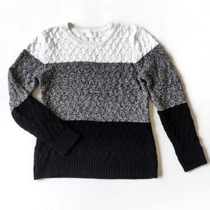 SOLD - Black and white ombre color block sweater